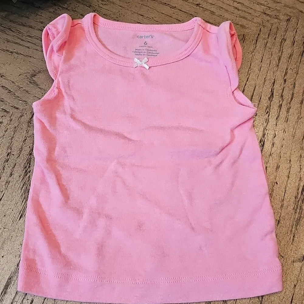 Carter's Pink Top with White Bow Accent And Shorts 3-6 Month